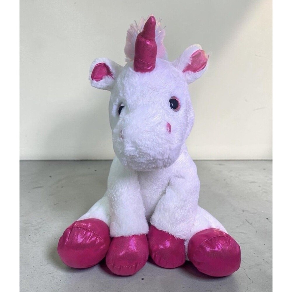 Tom’s Toy Unicorn Plush 18” White Pink Shiny Hooves Stuffed Animal